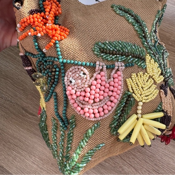 NWT Zara Beaded Mini Bucket Bag Canvas Jungle Tropical Animal 6525/310 - Picture 12 of 15
